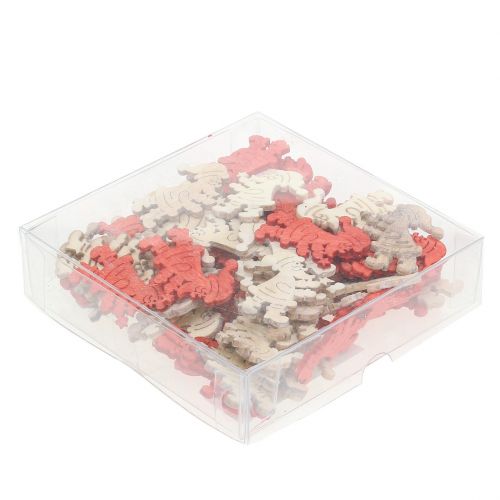 Floristik24 Santa Claus wooden decoration red, natural 4cm 72 pcs