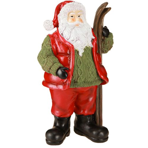 Santa Claus Decoration Figure with Ski Painted 14×10.5×24.5cm