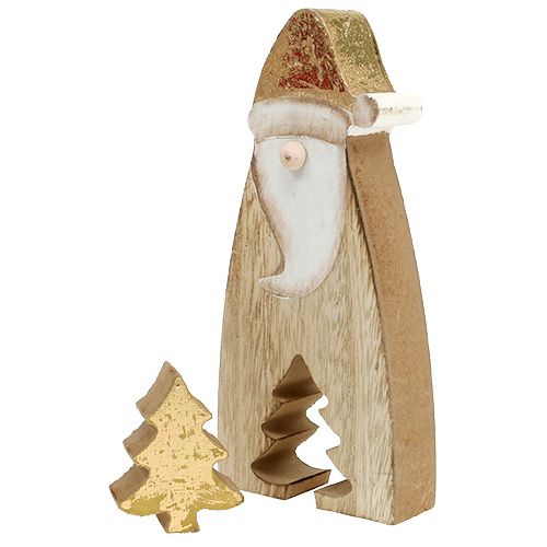 Floristik24 Santa Claus wood with fir gold 17cm