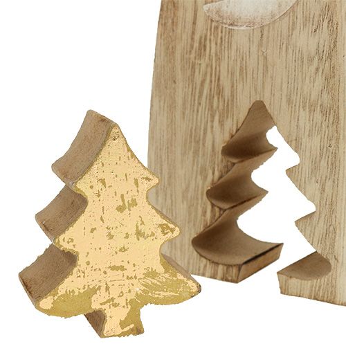 Floristik24 Santa Claus wood with fir gold 17cm