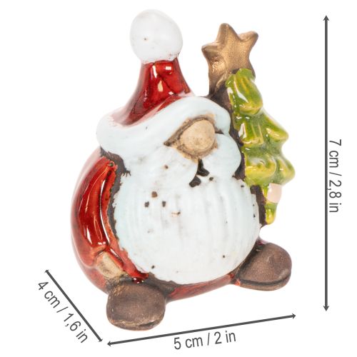 Santa Claus figurine with Christmas tree decoration, 7cm, 2 pieces | Floristik24.ie