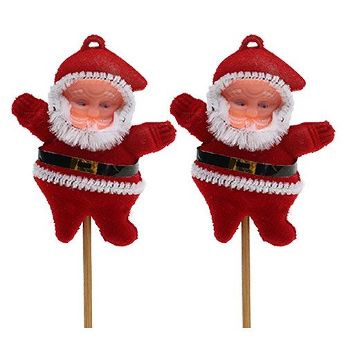 Floristik24 Santa Claus 6cm red flocked on stick 48 pcs