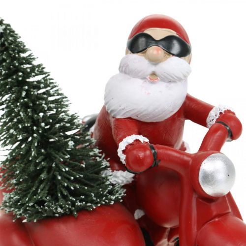 Floristik24 Decorative figure Santa Claus on motorbike with fir tree 19.5×13×16cm