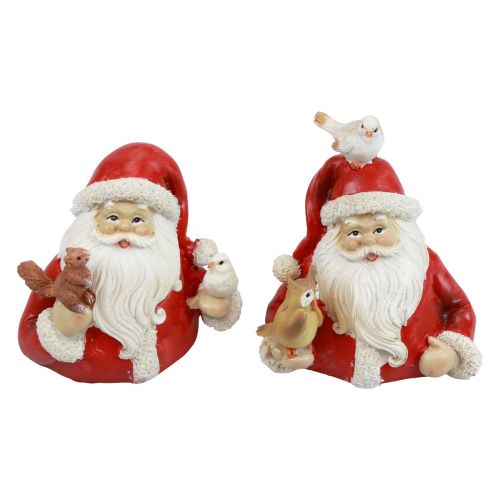 Product Christmas figures Santa Claus with animals 10x7x9cm 2pcs