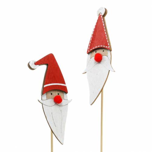 Wooden pins Santa Claus with metal spring red, white, natural 12 / 13cm L36 / 36.5cm 12pcs
