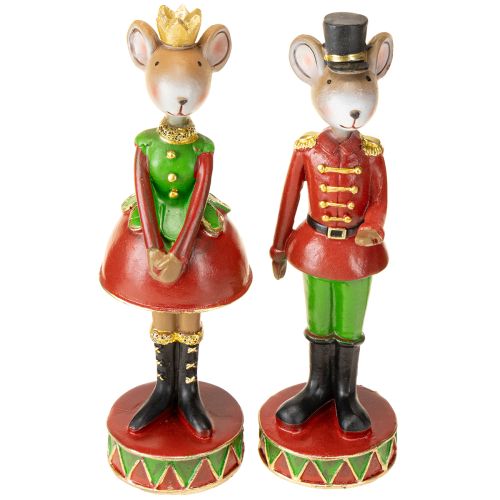 Floristik24 Christmas mouse decoration figures 14.5cm red-green 2 pieces