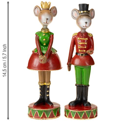 Floristik24 Christmas mouse decoration figures 14.5cm red-green 2 pieces