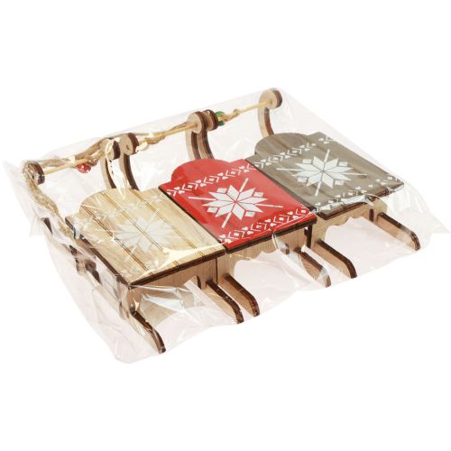 Product Christmas sleigh decorative sledge wood 16x6x5cm 3pcs