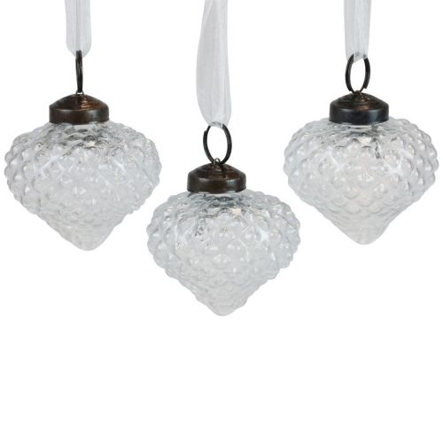 Floristik24 Christmas Decoration Glass Decoration Onion Clear Diamond Ø5.5cm 9 pcs