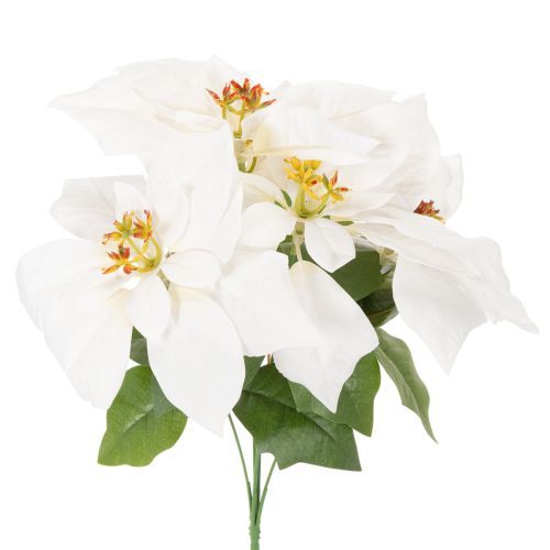 Artificial poinsettia, white, large bloom, decorative plant, 40cm