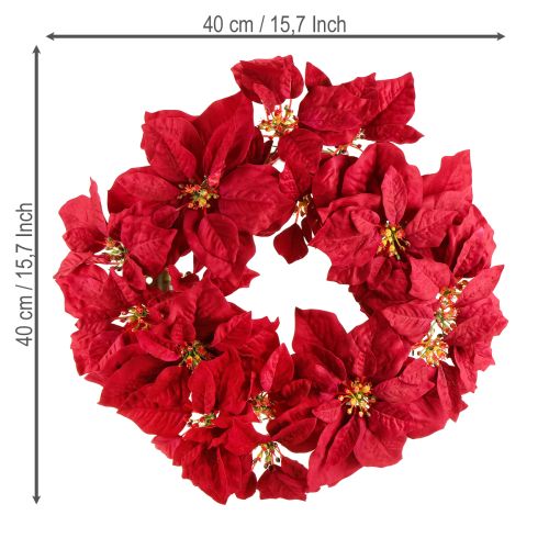 Product Poinsettia wreath artificial flowers Christmas Ø40cm