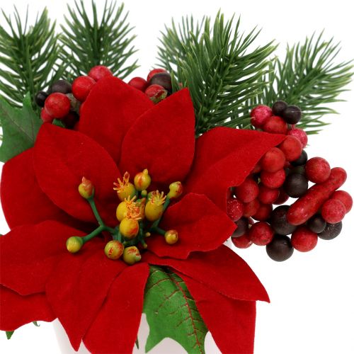 Product Poinsettia in red pot artificial H11cm
