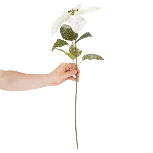Artificial white poinsettia, large flowering branch decoration, 65cm, 2 pieces | Floristik24.ie