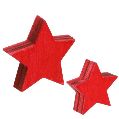 Floristik24 Christmas stars scatter decoration wood in red Ø2.5–3.5cm 36 pcs