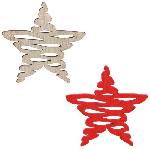 Product Christmas stars for scattering red, natural wood 4cm 72 pcs