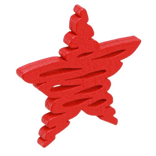 Product Christmas stars for scattering red, natural wood 4cm 72 pcs