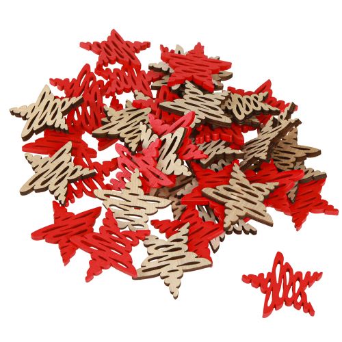 Product Christmas stars for scattering red, natural wood 4cm 72 pcs