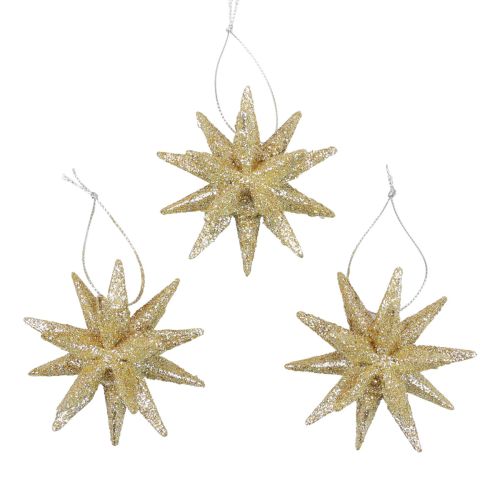 Christmas Stars Christmas Decorations Gold Glitter Ø7cm 6 Pcs