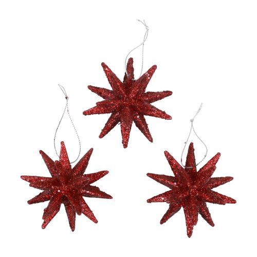 Floristik24 Poinsettia Christmas Decorations Red Glitter Ø7cm 6 pcs