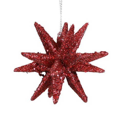 Floristik24 Poinsettia Christmas Decorations Red Glitter Ø7cm 6 pcs