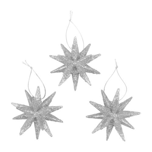 Floristik24 Christmas Stars Christmas Decorations Silver Glitter Ø7cm 6 Pcs