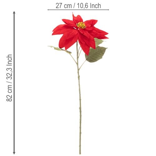 Artificial Poinsettia Red Single Stem Decoration 82cm | Floristik24.ie