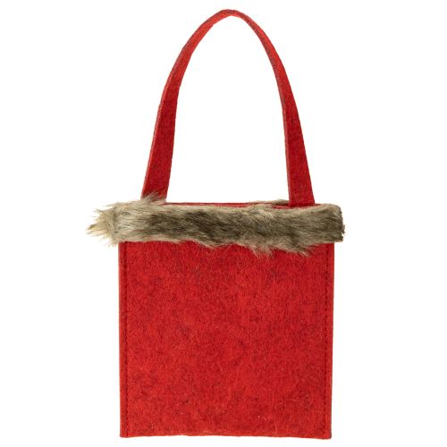 Product Christmas Bag Red with Fur 15.5cm x 18cm 3 pcs