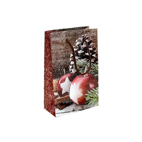 Floristik24 Christmas bag with apple, cones motif 12x19cm 1p