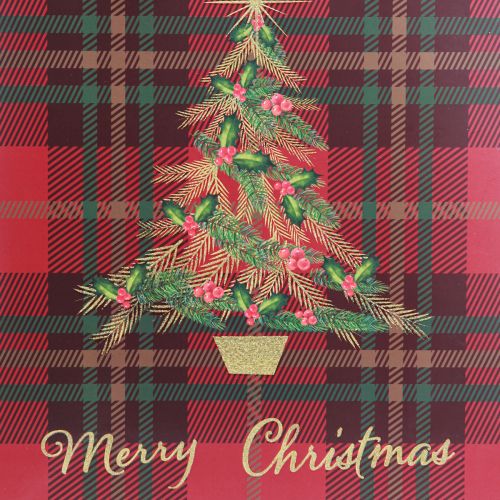 Product Christmas bag with handles checked Christmas tree 26×32×10cm 4pcs