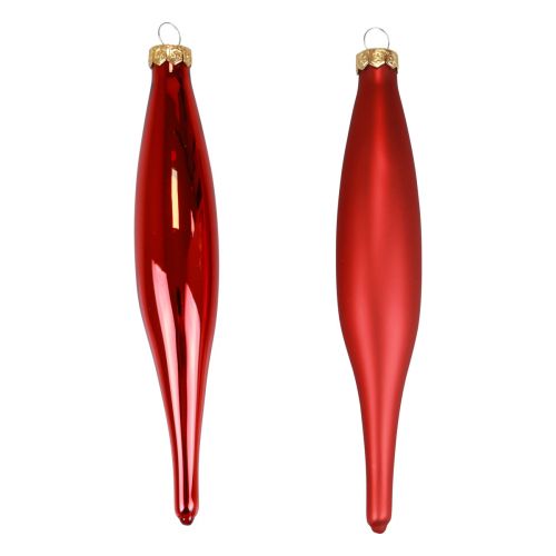 Floristik24 Christmas cone glass glass cone red glossy/matt 15cm 6pcs