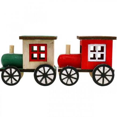 Product Christmas Train Railway Decoration Wooden Locomotive H7.5cm 4 pcs