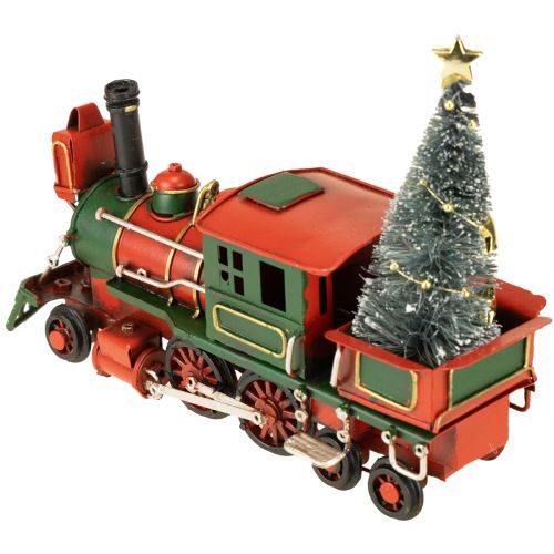 Product Christmas train red metal decorative locomotive with Christmas tree 20cm