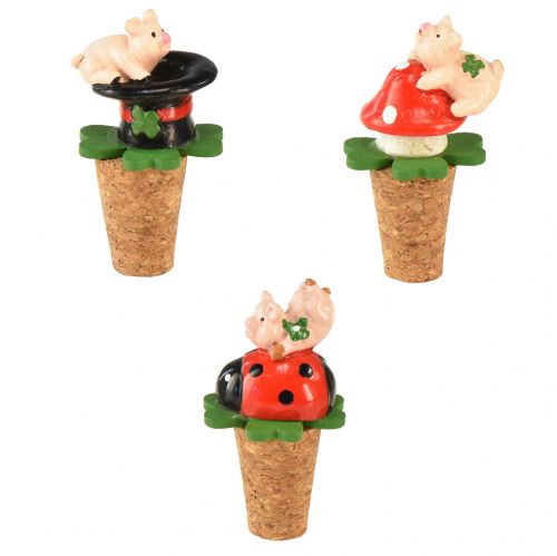 Floristik24 Wine Cork Champagne Cork Wine Stopper Lucky Symbols 6.5cm 3 Pcs