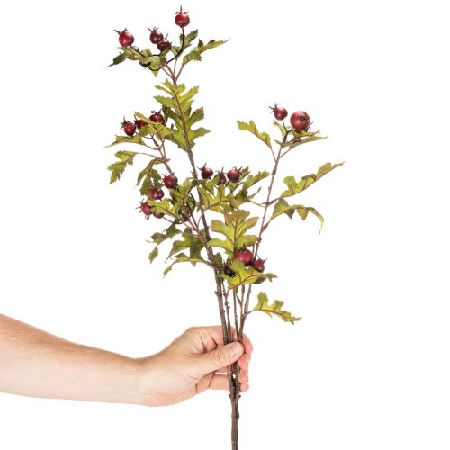 Artificial hawthorn branch with red berries, decoration, 110cm | Floristik24.ie