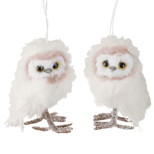 Floristik24 White owl decoration for hanging owl chicks white 12cm 2pcs