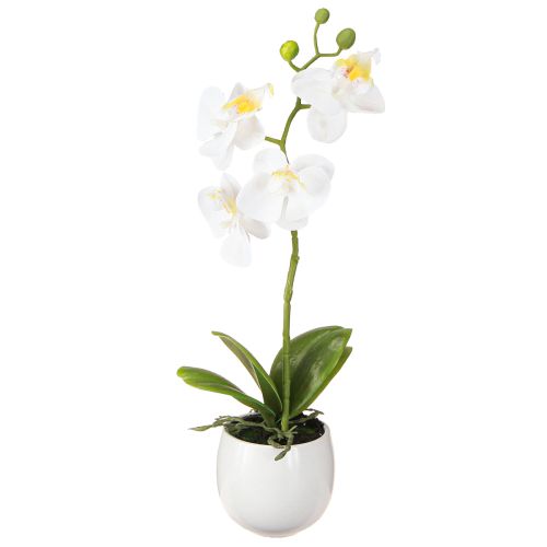 Product White orchid artificial flowers in pot Phalaenopsis H33cm