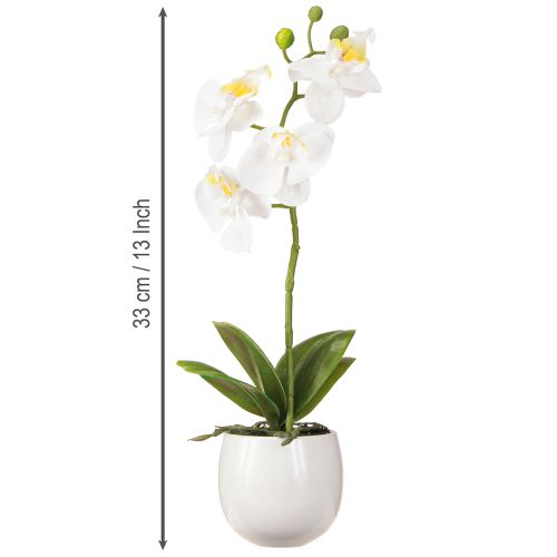 Product White orchid artificial flowers in pot Phalaenopsis H33cm