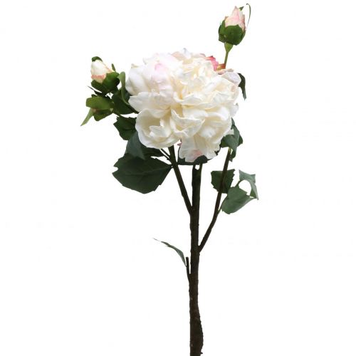 White roses artificial rose large with three buds 57cm