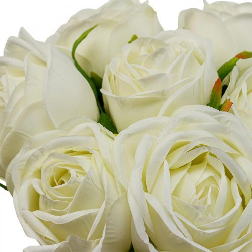 White roses silk flowers artificial roses in a bunch H28cm 7pcs