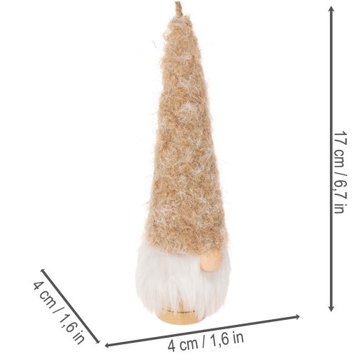 Decorative gnome figurine with beard for hanging, 17cm, 6 pieces | Floristik24.ie