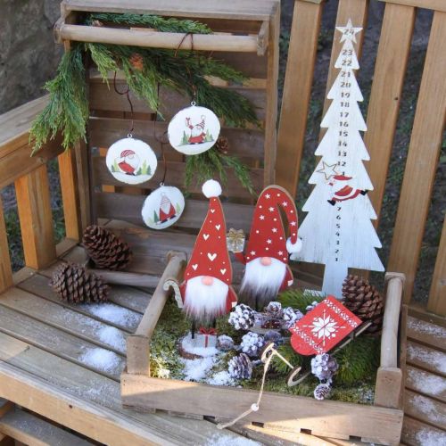 Product Christmas pendant gnome metal tree decoration Ø8cm 6pcs
