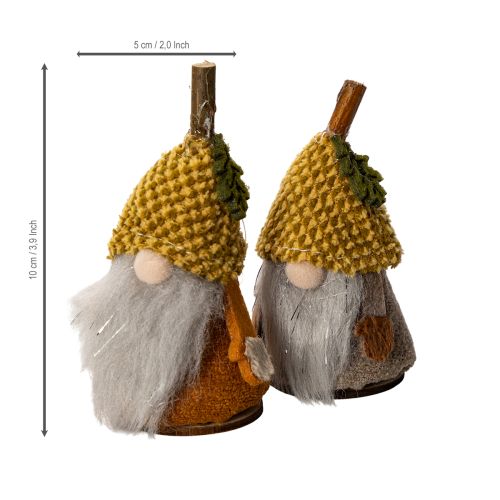 Gnome figurine set with knitted hat and acorn, 10cm, 6 pieces | Floristik24.ie