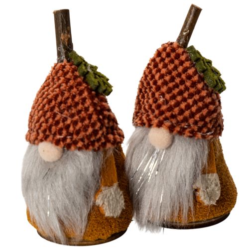 Gnome figurine set with knitted hat and acorn, 10cm, 6 pieces | Floristik24.ie
