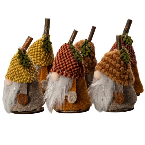 Gnome figurine set with knitted hat and acorn, 10cm, 6 pieces | Floristik24.ie