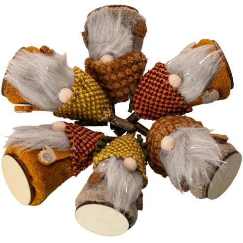 Gnome figurine set with knitted hat and acorn, 10cm, 6 pieces | Floristik24.ie