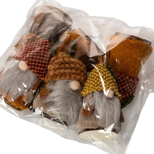 Gnome figurine set with knitted hat and acorn, 10cm, 6 pieces | Floristik24.ie