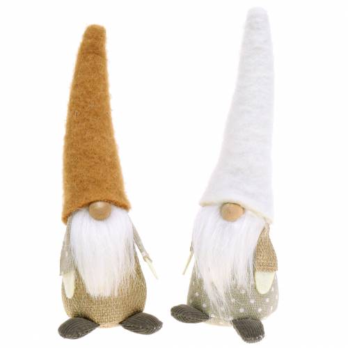 Floristik24 Gnome with beard brown, white, natural 16cm 2pcs