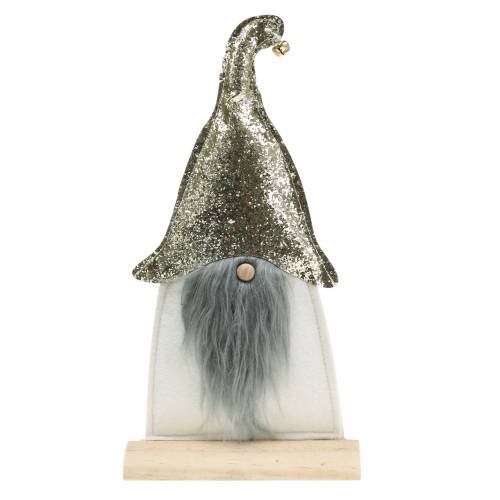 Floristik24 Christmas elf stand on birch trunk felt cream, golden H39cm