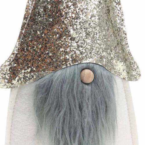 Floristik24 Christmas elf stand on birch trunk felt cream, golden H39cm