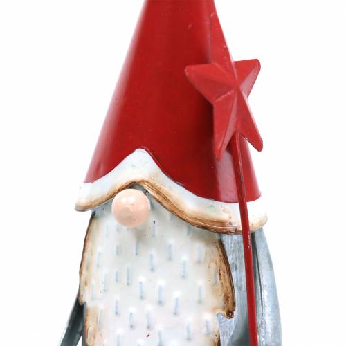 Floristik24 Christmas elf with star 18cm red, gray metal 2pcs
